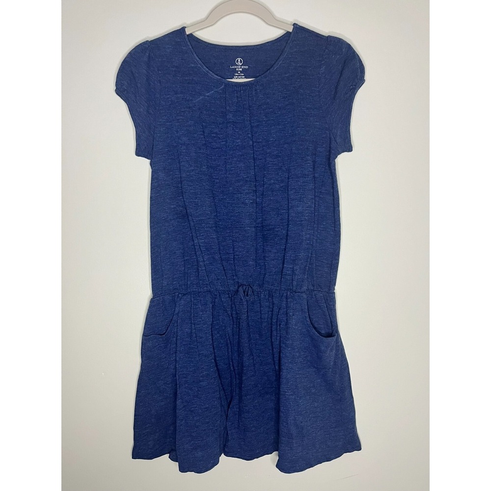 Lands' End Blue Short Sleeve French Terry Dress Girls Size M (10+-12+)